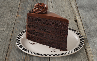 Chocolate Fudge Cake on a wood table