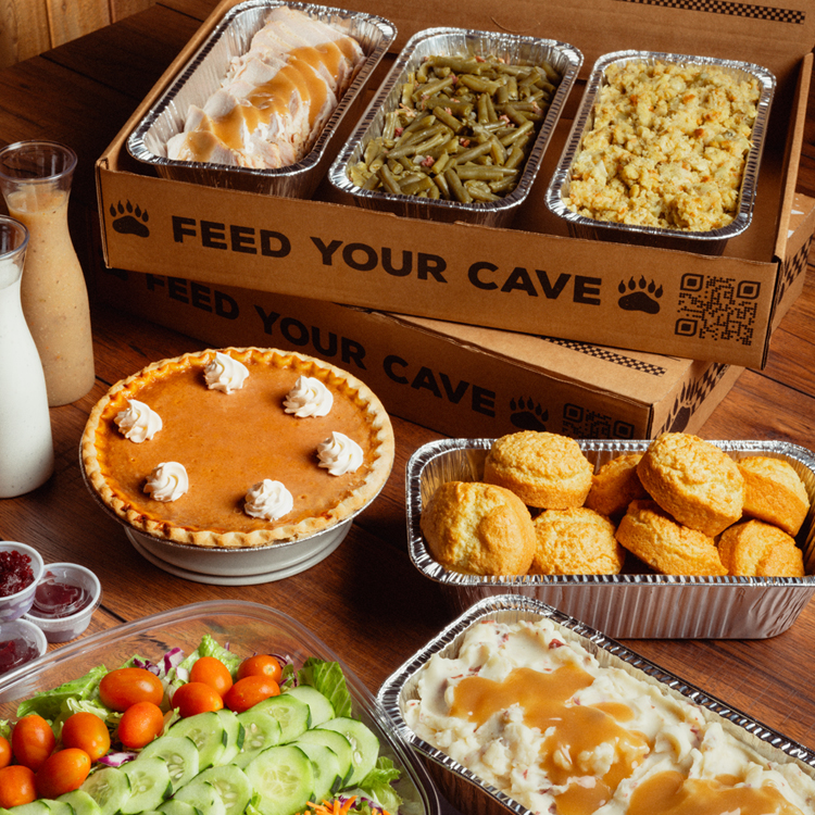 Holiday Catering Set up - Turkey, Vegetables Stuffing, Pie